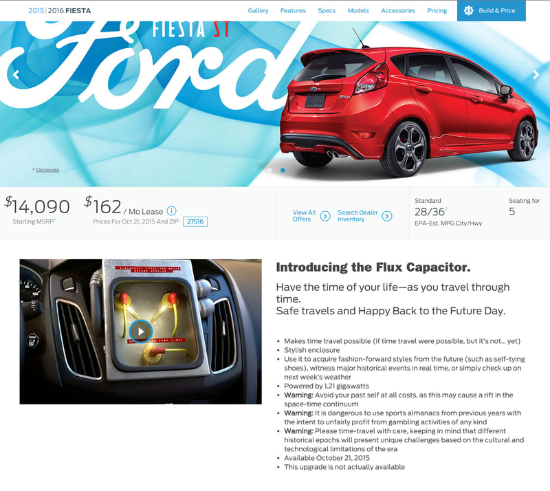 Illustration for article titled Ford Is Offering An Optional Flux Capacitor When You Build A Focus Or Fiesta